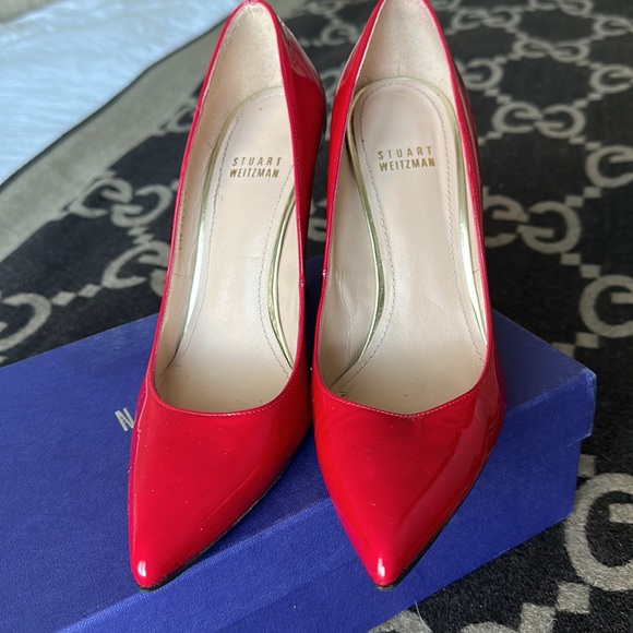 Stuart Weitzman Raspberry Red Stiletto Pumps Sz 7.5 - Picture 2 of 3